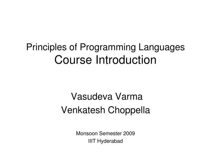 principles of programming languages course introduction
