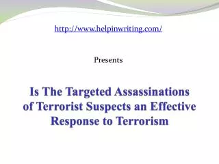 Targeted Assassinations and Terrorism