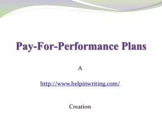 Pay for Performance Plan