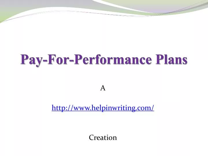 pay for performance plans