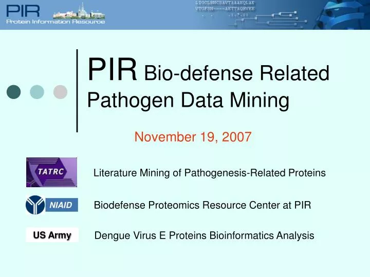 pir bio defense related pathogen data mining