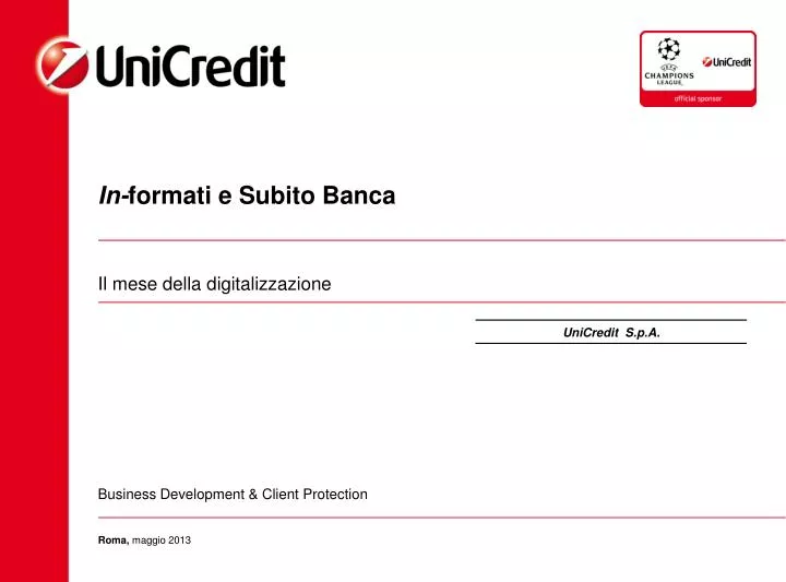 in formati e subito banca