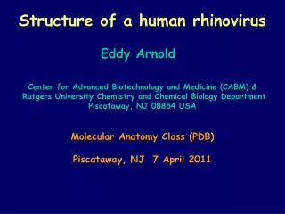 Structure of a human rhinovirus Eddy Arnold