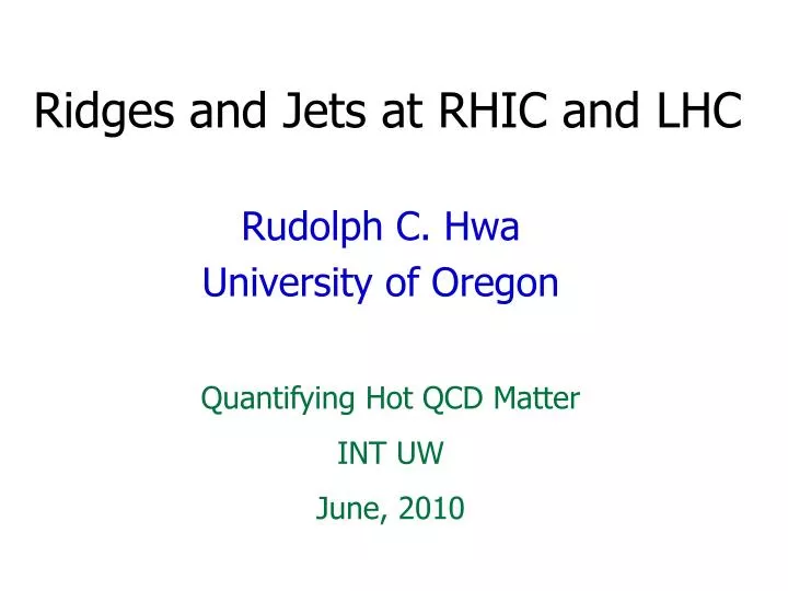 ridges and jets at rhic and lhc