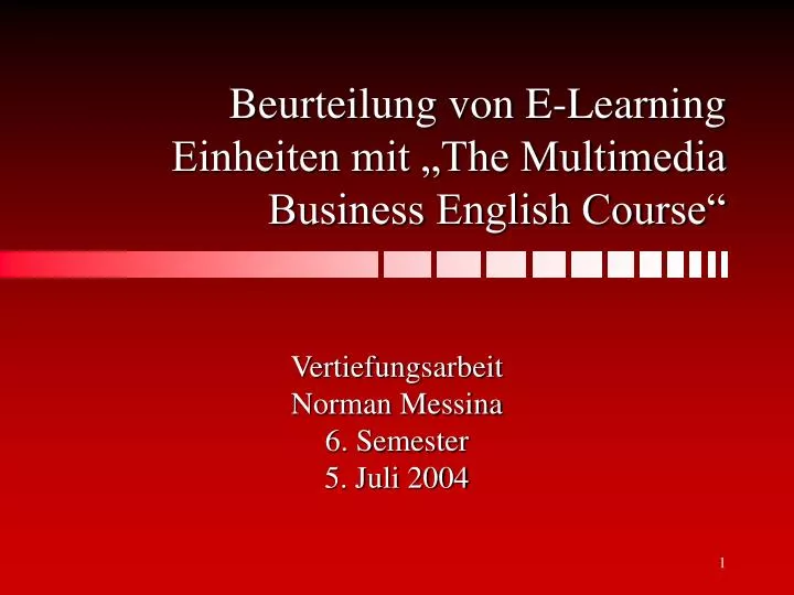 beurteilung von e learning einheiten mit the multimedia business english course