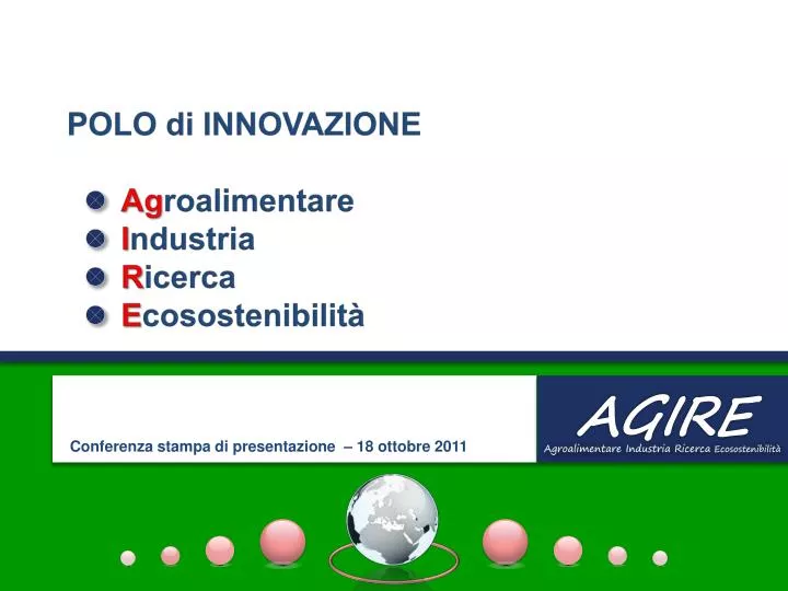 polo di innovazione ag roalimentare i ndustria r icerca e cosostenibilit