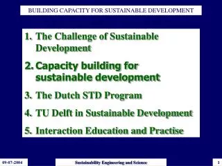 BUILDING CAPACITY FOR SUSTAINABLE DEVELOPMENT