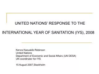 Kenza Kaouakib-Robinson United Nations Department of Economic and Social Affairs (UN DESA)