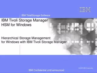 IBM Tivoli Storage Manager HSM for Windows Hierarchical Storage Management