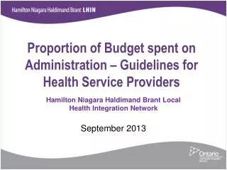 Proportion of Budget spent on Administration – Guidelines for Health Service Providers