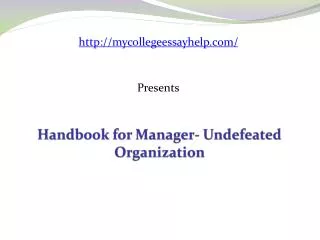 Handbook for Manager