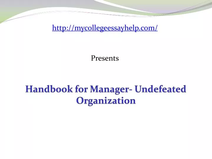 handbook for manager undefeated organization