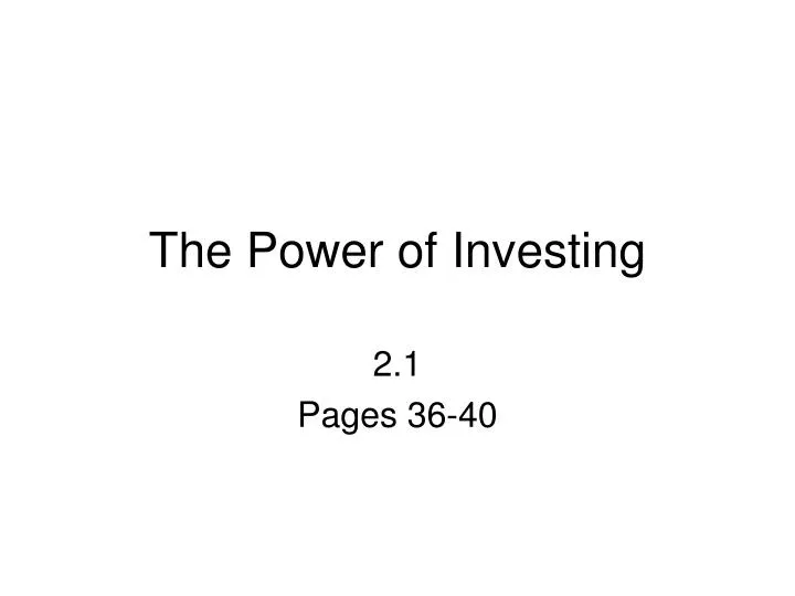 the power of investing