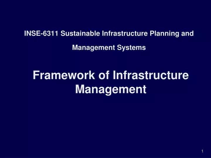 inse 6311 sustainable infrastructure planning and management systems