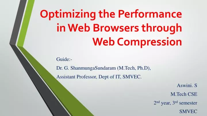 optimizing the performance in web browsers through web compression