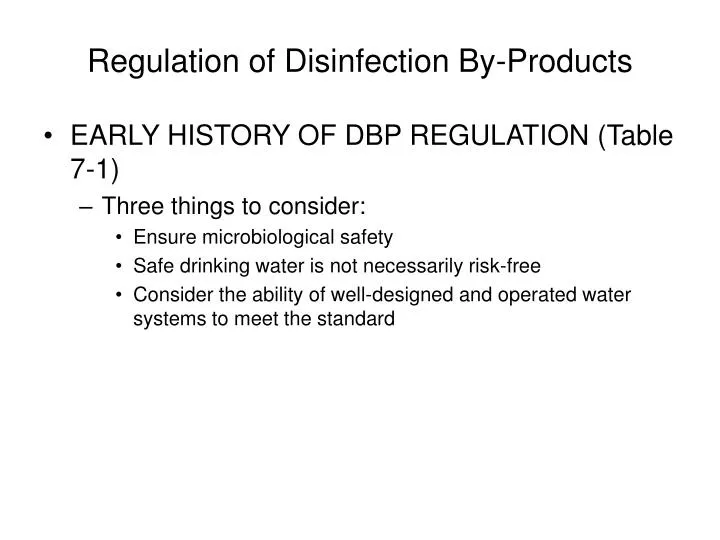 regulation of disinfection by products