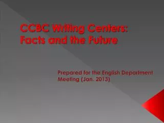 CCBC Writing Centers: Facts and the Future