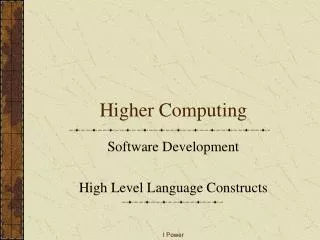 Higher Computing