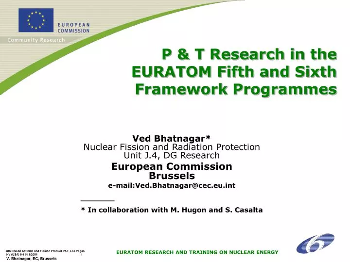 p t research in the euratom fifth and sixth framework programmes