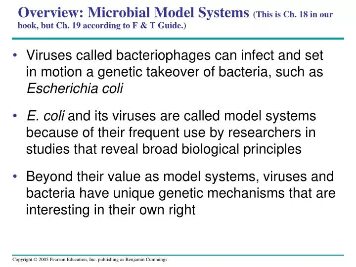 overview microbial model systems this is ch 18 in our book but ch 19 according to f t guide