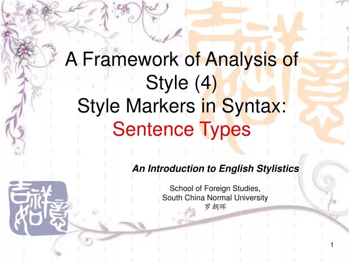 a framework of analysis of style 4 style markers in syntax sentence types