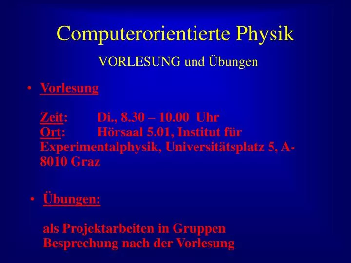 computerorientierte physik vorlesung und bungen