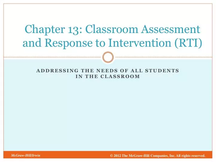 chapter 13 classroom assessment and response to intervention rti