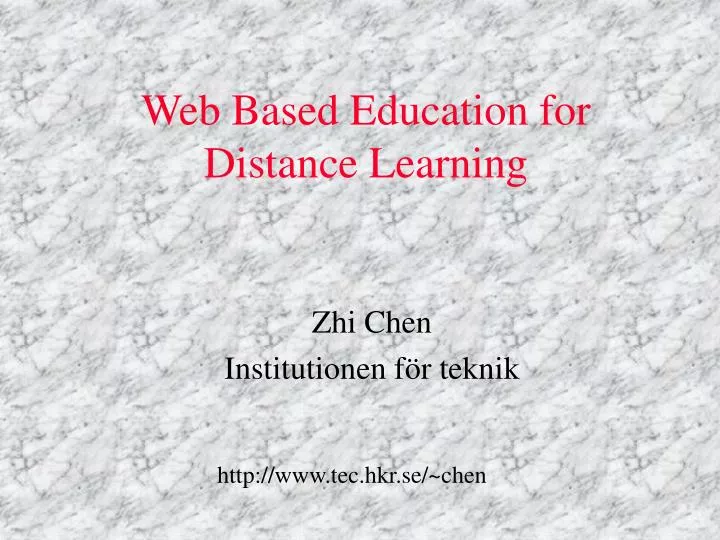 web based education for distance learning