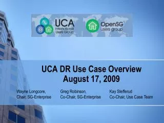 UCA DR Use Case Overview August 17, 2009