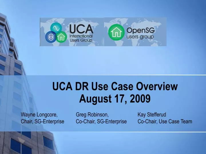 uca dr use case overview august 17 2009