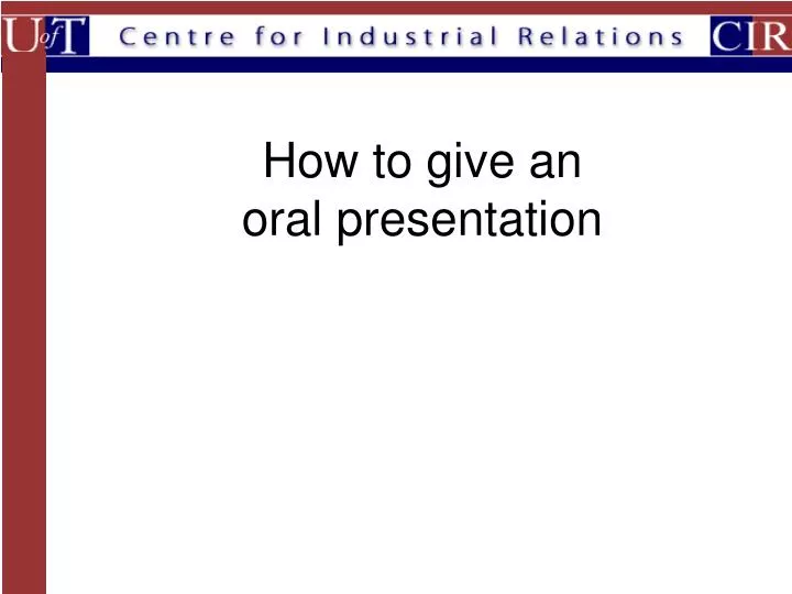 how to give an oral presentation