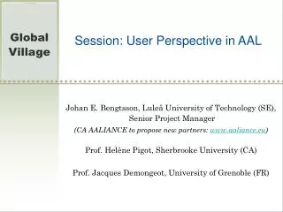 Session: User Perspective in AAL