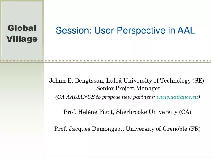 session user perspective in aal