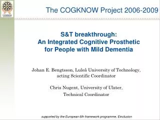 S&amp;T breakthrough: An Integrated Cognitive Prosthetic for People with Mild Dementia