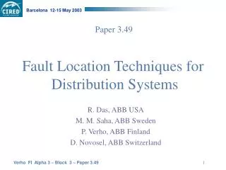 Fault Location Techniques for Distribution Systems