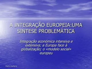 a integra o europeia uma sintese problem tica