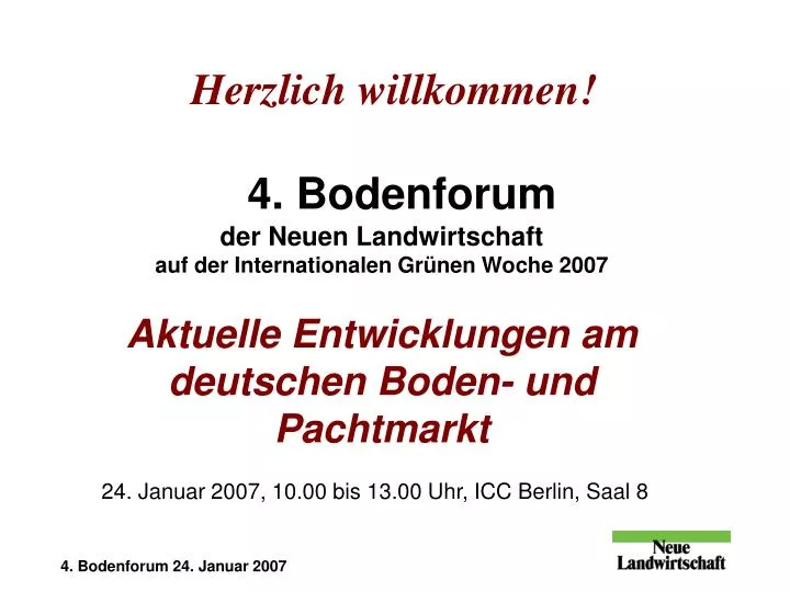 24 januar 2007 10 00 bis 13 00 uhr icc berlin saal 8