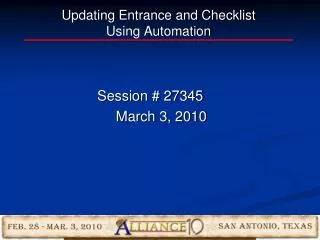 Updating Entrance and Checklist Using Automation
