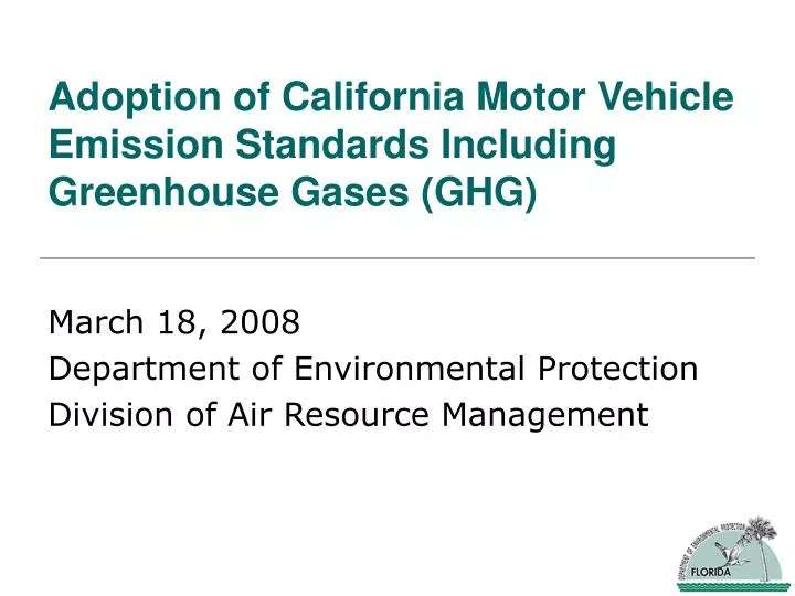 adoption of california motor vehicle emission standards including greenhouse gases ghg