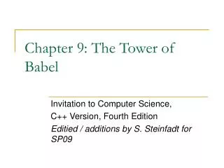 Chapter 9: The Tower of Babel