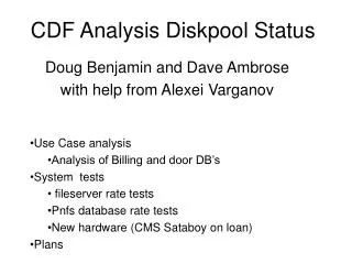 CDF Analysis Diskpool Status