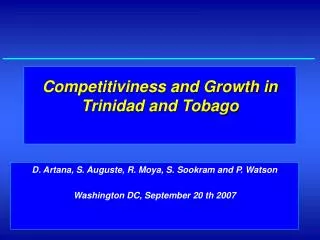 Competitiviness and Growth in Trinidad and Tobago