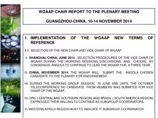 IMPLEMENTATION OF THE WGAAP NEW TERMS OF REFERENCE