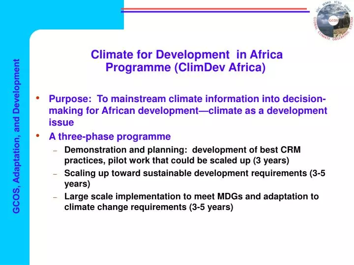 climate for development in africa programme climdev africa