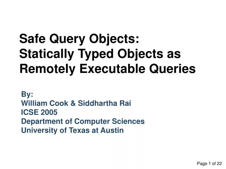 safe query objects statically typed objects as remotely executable queries