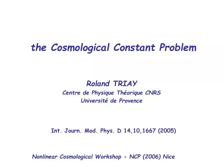 the cosmological constant problem