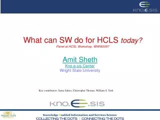 What can SW do for HCLS today? Panel at HCSL Workshop, WWW2007