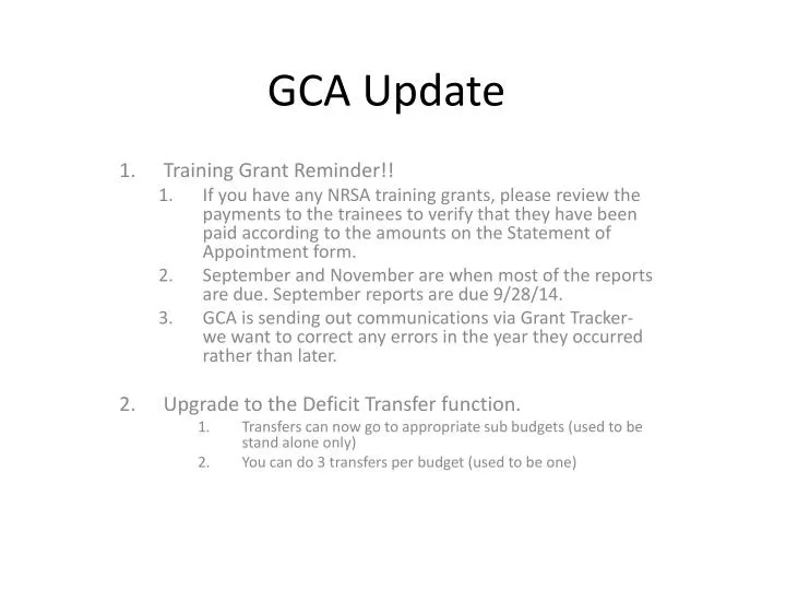 gca update