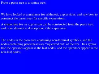 From a parse tree to a syntax tree: