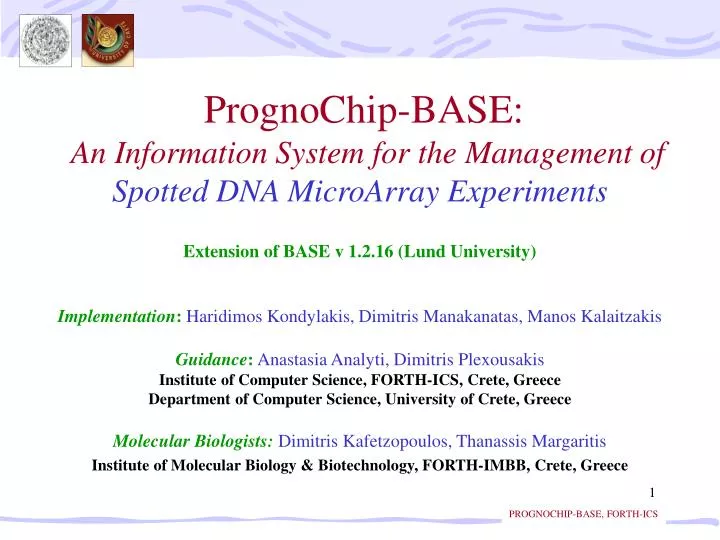 prognochip base an information system for the management of spotted dna microarray experiments